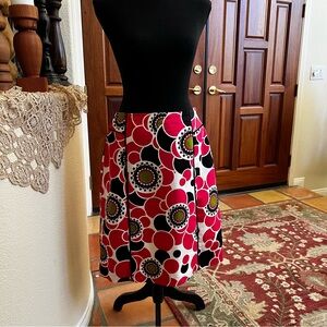 East 5th Bold Pink, Black & White Floral A-Line Skirt Size 6